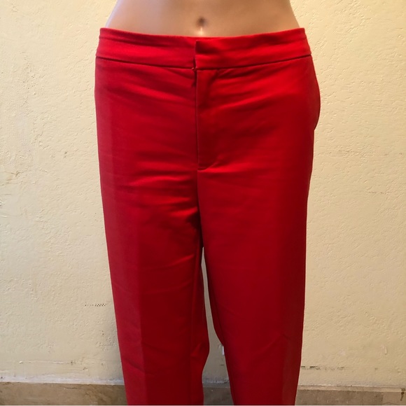 Ellen Tracy Ankle Cropped Satin Feel Red Pants Women’s Size 10 Work/Casual Wear - Picture 5 of 14